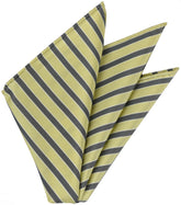 Light Yellow, Charcoal Gray & White Stripe Silk Pocket Square #VPS-15
